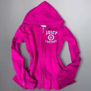 Juicy Couture Y2K Pink Frill Zip Hoodie